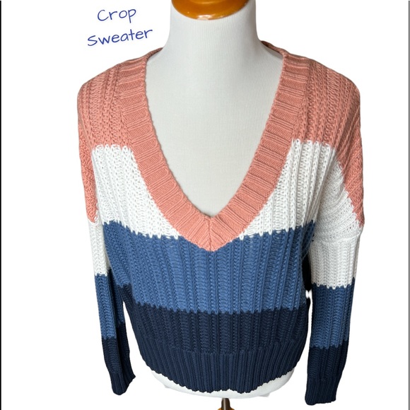 Sweater Aeropostale Oversized Knit V Neck Cropped Boxy Loose cute casual NEW - Picture 5 of 10